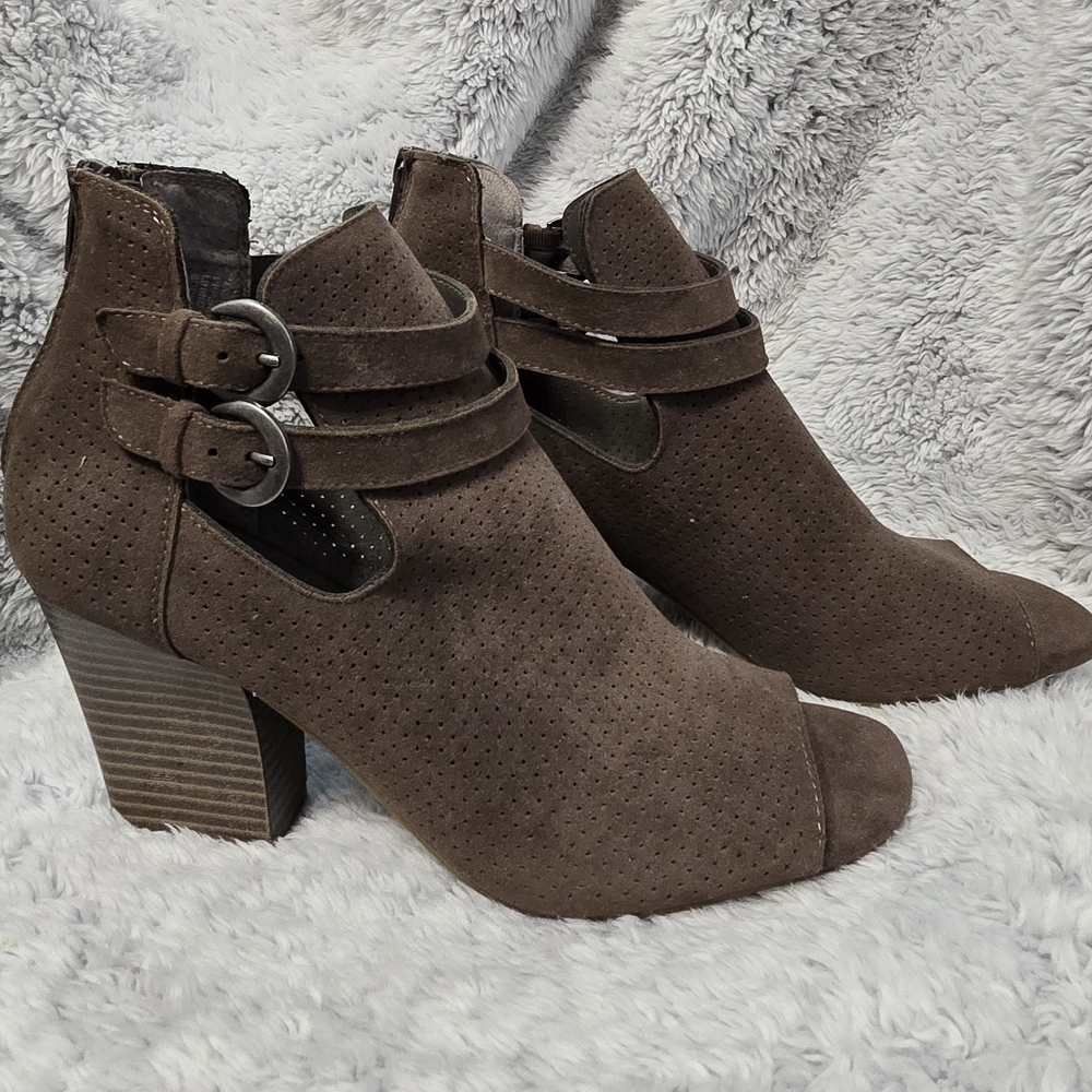 Sonoma Dark Brown Open Toe Ankle Booties